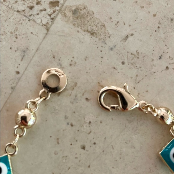 18k Gold Plated Turquoise Evil Eye Bracelet - Picture 5 of 7
